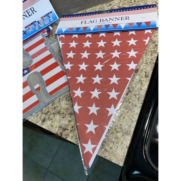Happy 4th of July 7ft Letter Banner & 15ft Flag Banner 4th of July Decor G1 - Picture 3 of 4